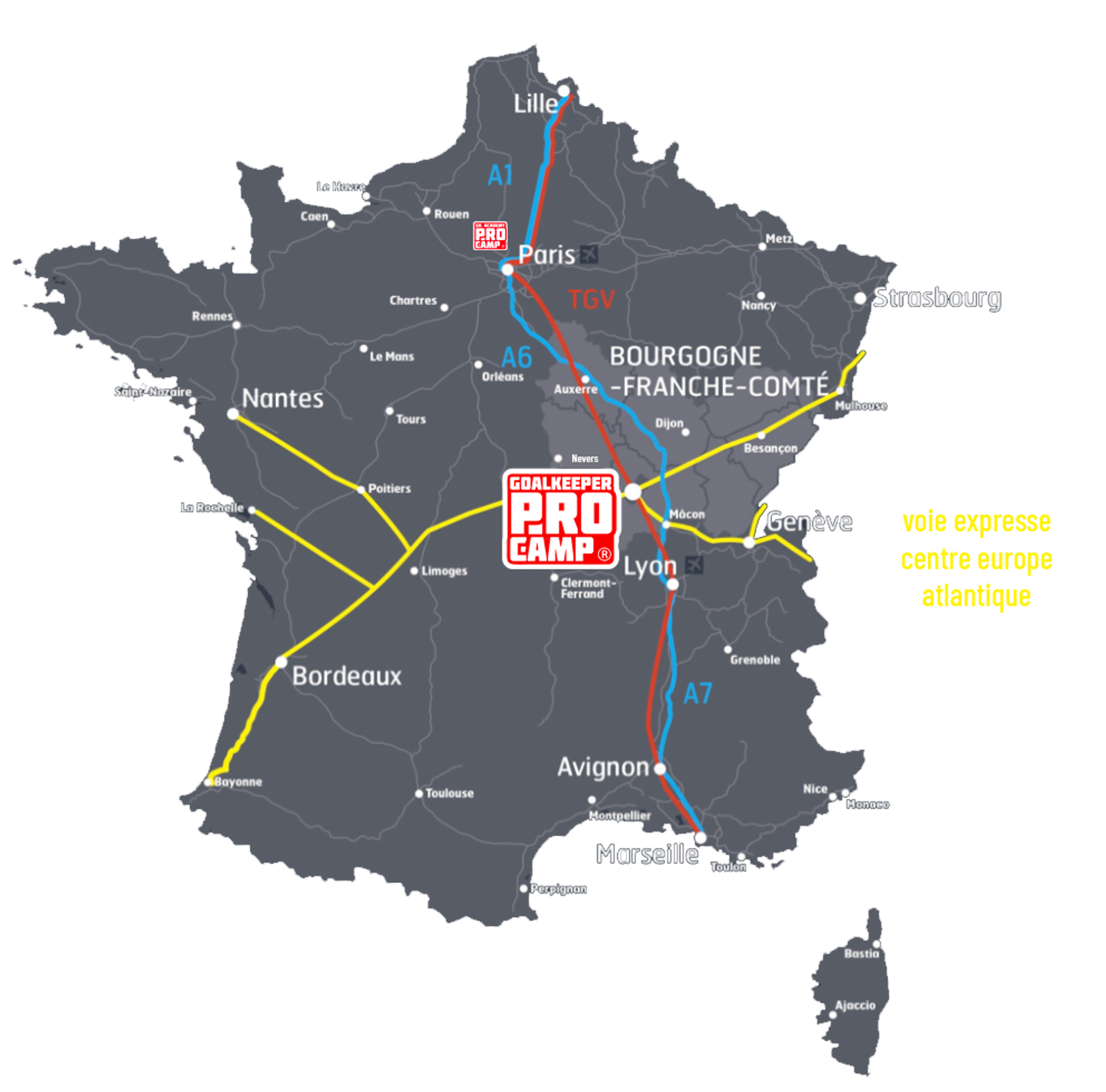 Carte de France Accès GK ACADEMY PROCAMP ©